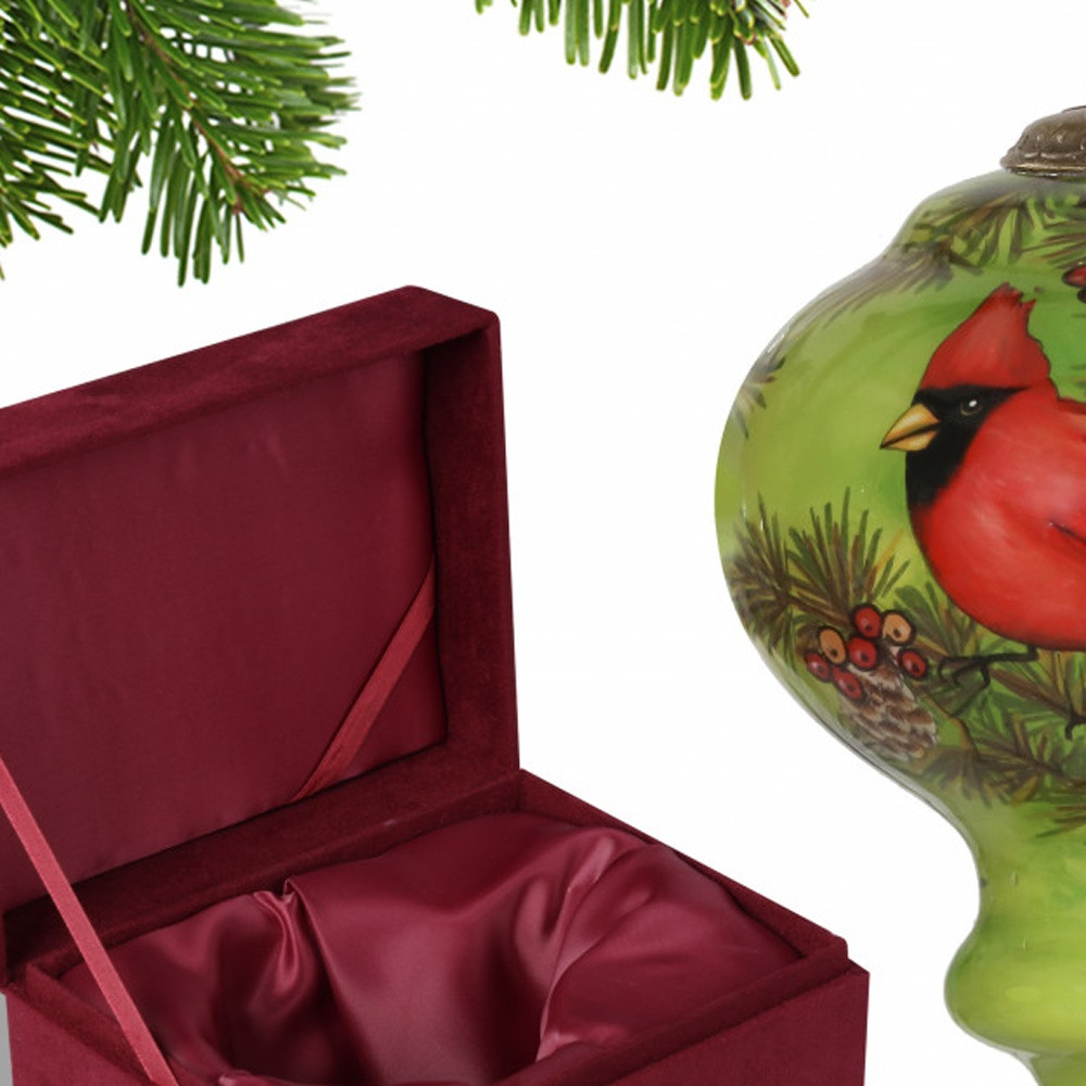 Picture of HomeRoots 477483 Majestic Cardinal Hand Painted Mouth Blown Glass Ornament, Red