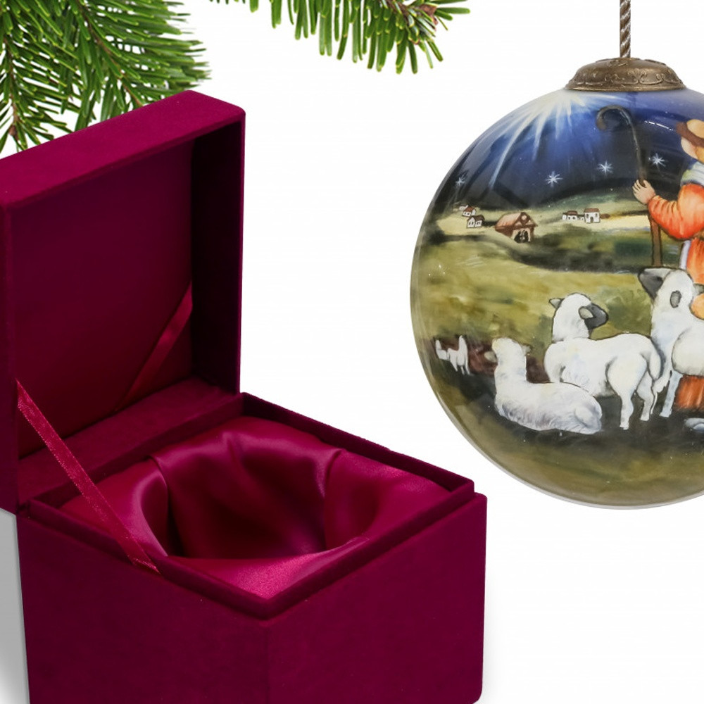 Picture of HomeRoots 477484 Shepherd Gazing Into the Star of Bethlehem Hand Painted Mouth Blown Glass Ornament, Multi Color