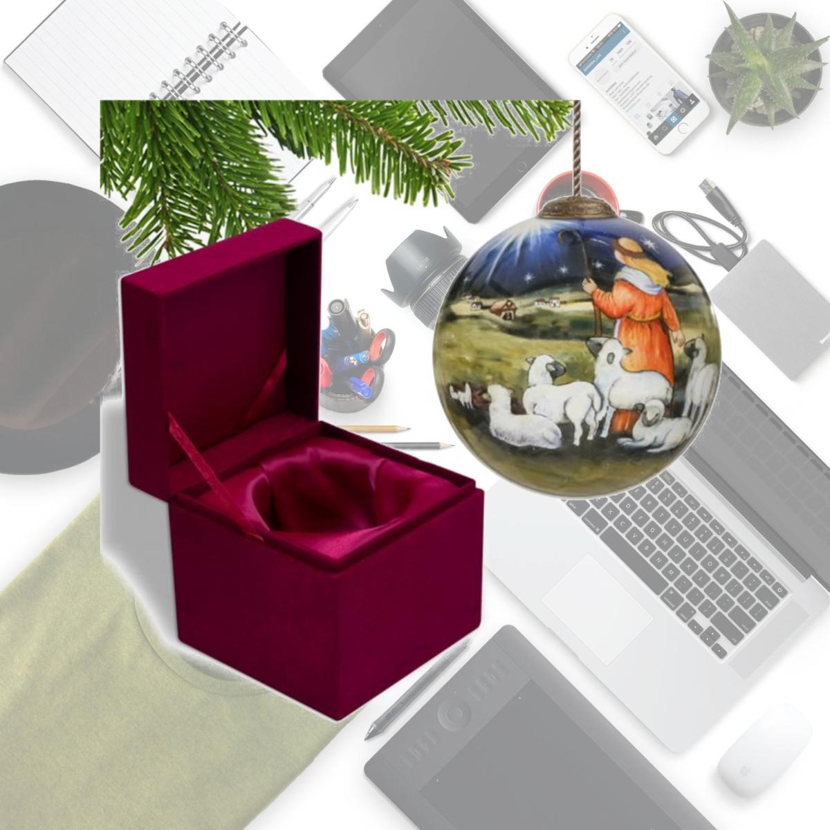 Picture of HomeRoots 477484 Shepherd Gazing Into the Star of Bethlehem Hand Painted Mouth Blown Glass Ornament, Multi Color