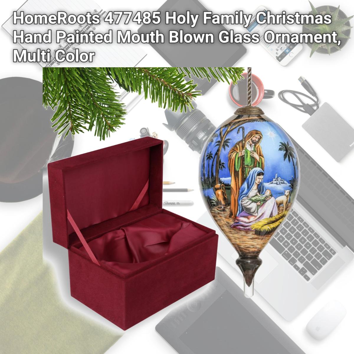 Picture of HomeRoots 477485 Holy Family Christmas Hand Painted Mouth Blown Glass Ornament, Multi Color