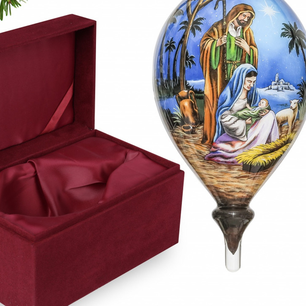 Picture of HomeRoots 477485 Holy Family Christmas Hand Painted Mouth Blown Glass Ornament, Multi Color