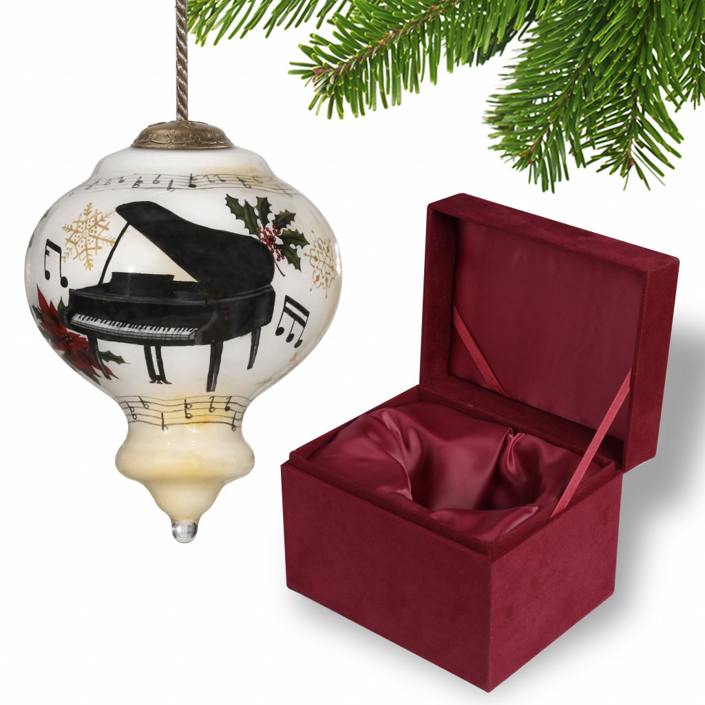 Picture of HomeRoots 477488 Grand Christmas Piano Hand Painted Mouth Blown Glass Ornament, Multi Color