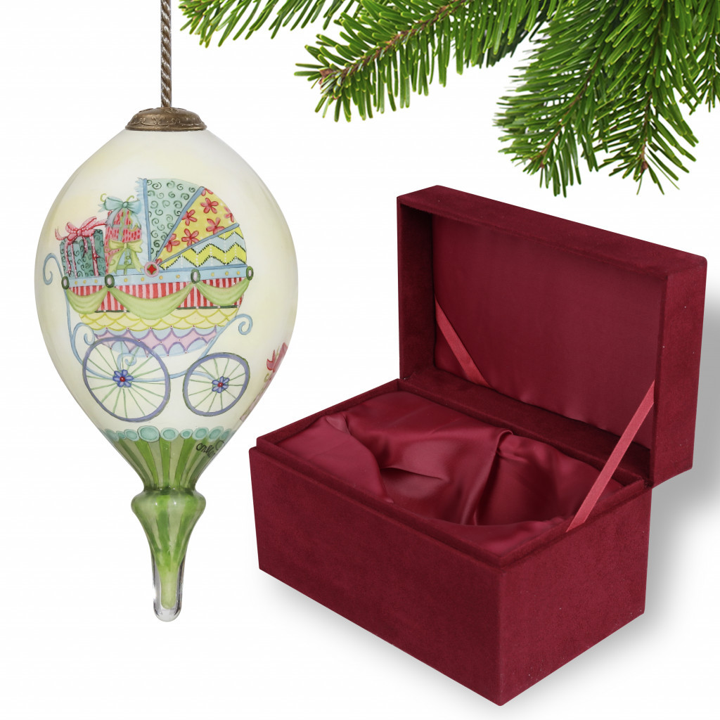 Picture of HomeRoots 477491 Baby Carriage with Presents Hand Painted Mouth Blown Glass Ornament&#44; Multi Color