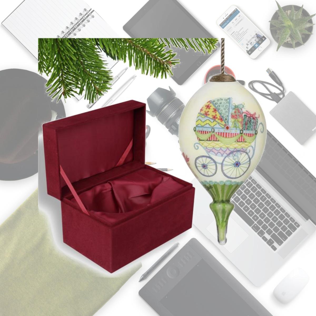 Picture of HomeRoots 477491 Baby Carriage with Presents Hand Painted Mouth Blown Glass Ornament&#44; Multi Color