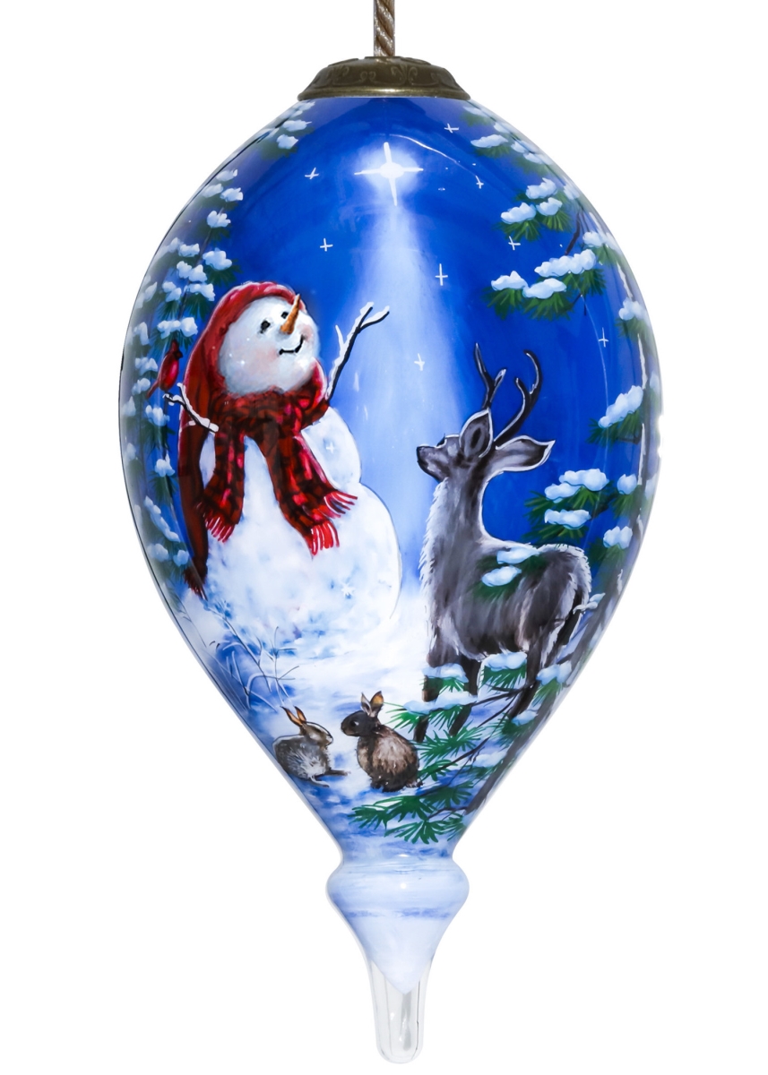 Picture of HomeRoots 477511 Starry Heaven & Snowman Hand Painted Mouth Blown Glass Ornament&#44; Multi Color