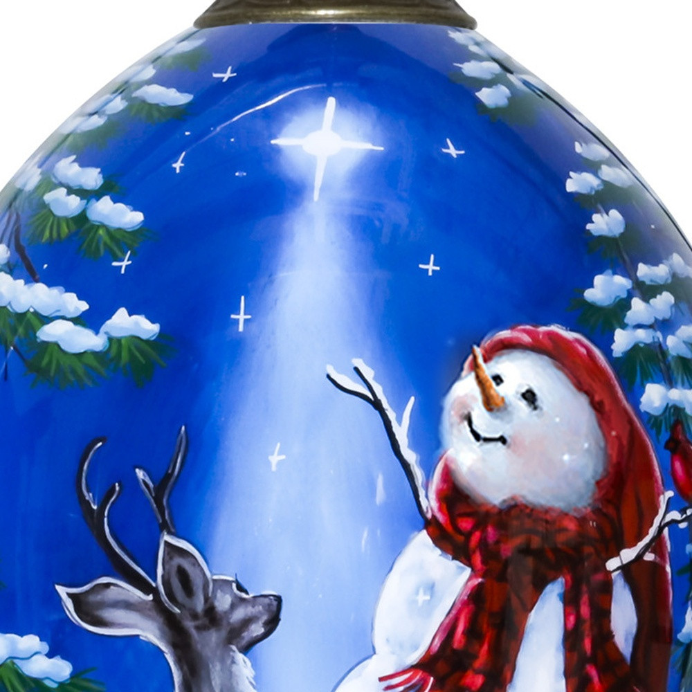 Picture of HomeRoots 477511 Starry Heaven & Snowman Hand Painted Mouth Blown Glass Ornament&#44; Multi Color