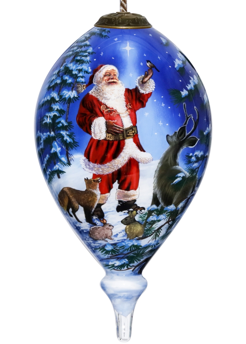 Picture of HomeRoots 477512 Starry Heaven & Santa Hand Painted Mouth Blown Glass Ornament&#44; Multi Color