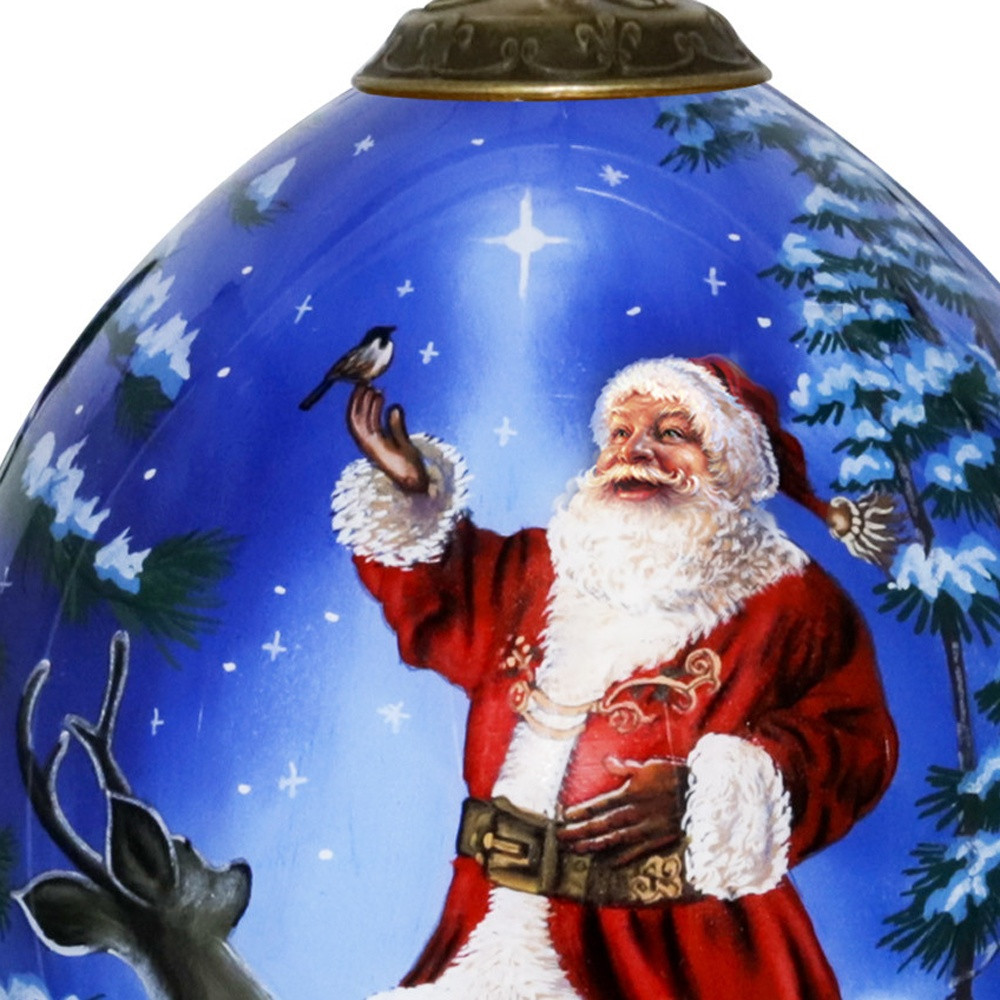 Picture of HomeRoots 477512 Starry Heaven & Santa Hand Painted Mouth Blown Glass Ornament&#44; Multi Color