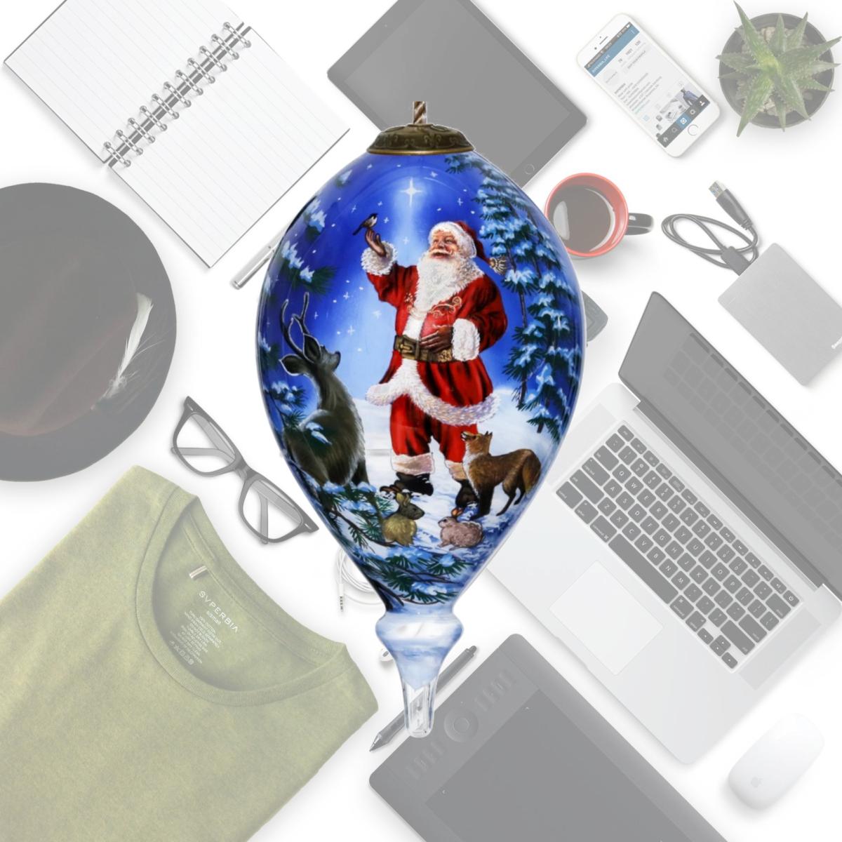 Picture of HomeRoots 477512 Starry Heaven & Santa Hand Painted Mouth Blown Glass Ornament&#44; Multi Color