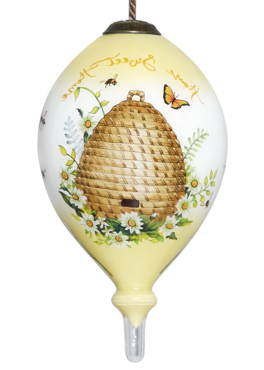 Picture of HomeRoots 477519 Beehive Home Sweet Home Hand Painted Mouth Blown Glass Ornament, Multi Color