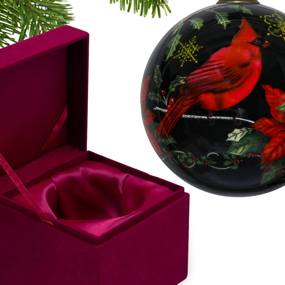 Picture of HomeRoots 477521 Cardinal Hand Painted Mouth Blown Glass Ornament, Glossy Red