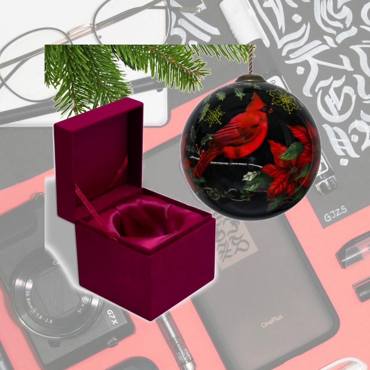 Picture of HomeRoots 477521 Cardinal Hand Painted Mouth Blown Glass Ornament, Glossy Red
