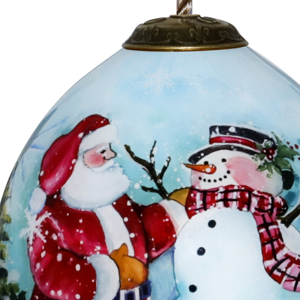 Picture of HomeRoots 477525 Christmas Santa & Snowman Hand Painted Mouth Blown Glass Ornament&#44; Multi Color