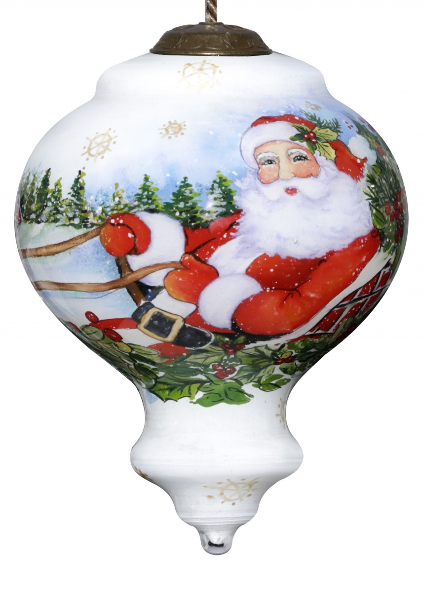 Picture of HomeRoots 477526 Santa Riding A Sleigh Hand Painted Mouth Blown Glass Ornament, Multi Color