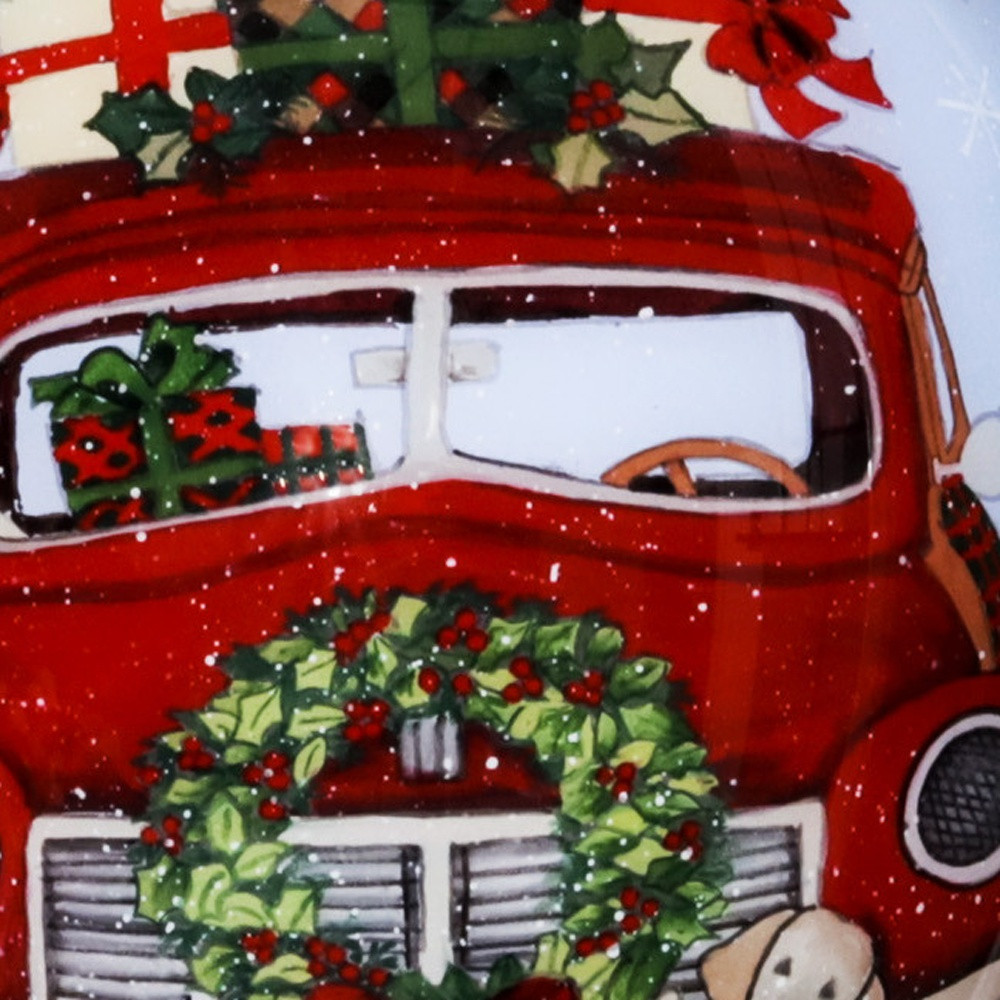 Picture of HomeRoots 477530 Truck Christmas Wreath Hand Painted Mouth Blown Glass Ornament&#44; Puppy & Red