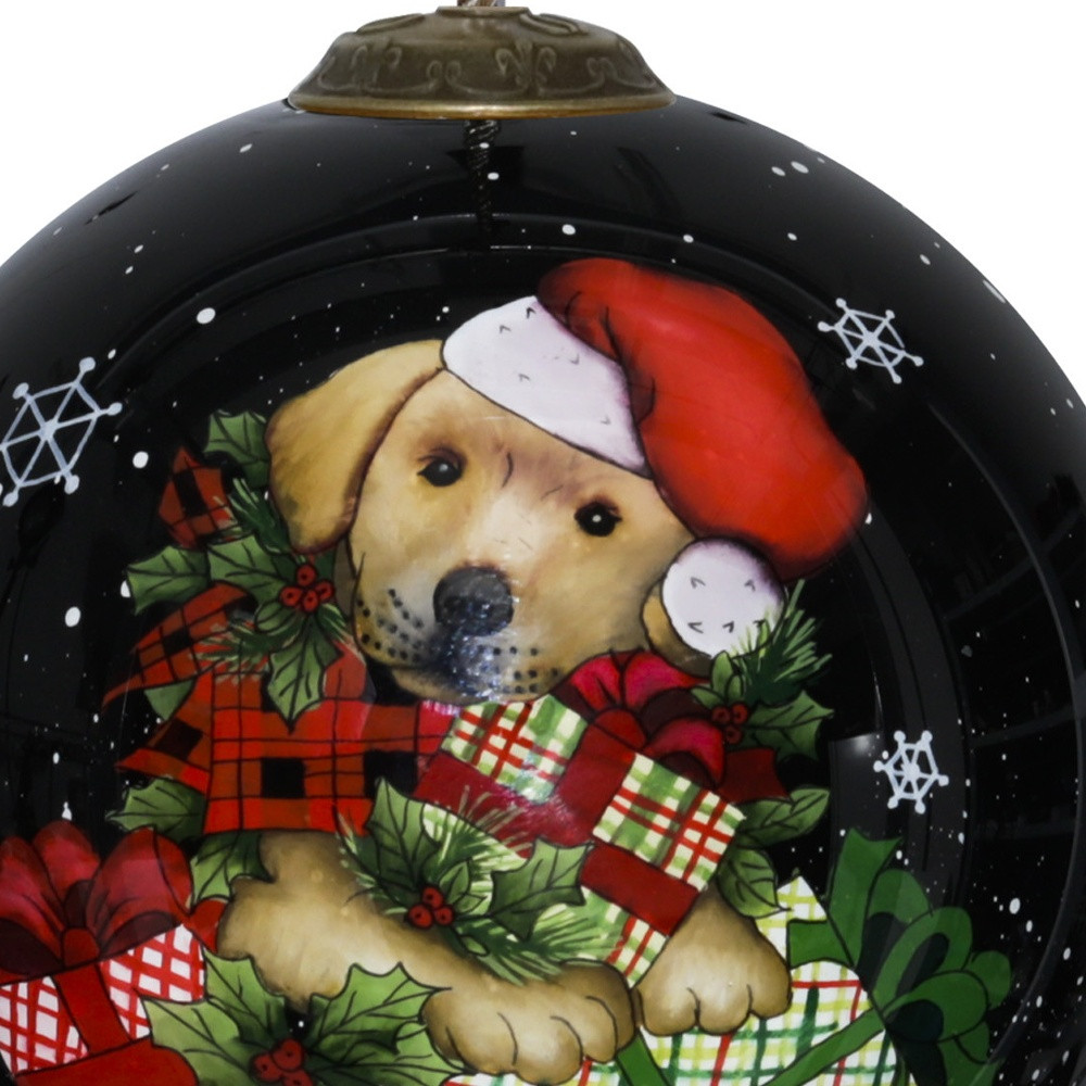 Picture of HomeRoots 477532 Christmas Puppy with Presents Hand Painted Mouth Blown Glass Ornament, Multi Color
