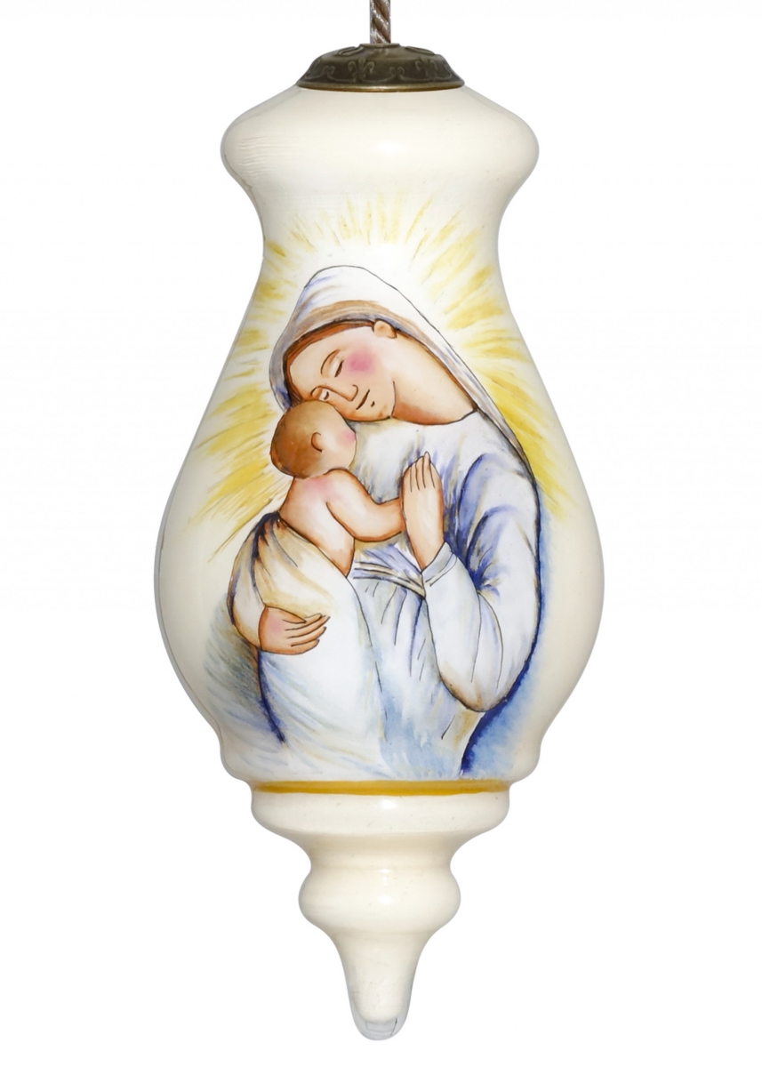 Picture of HomeRoots 477535 Mother Mary with Baby Hand Painted Mouth Blown Glass Ornament, Multi Color