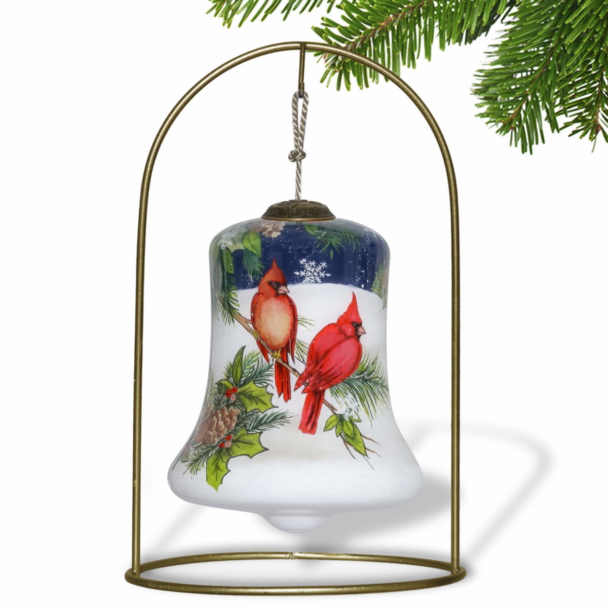 Picture of HomeRoots 477537 Dual Cardinals Hand Painted Mouth Blown Glass Ornament, Multi Color