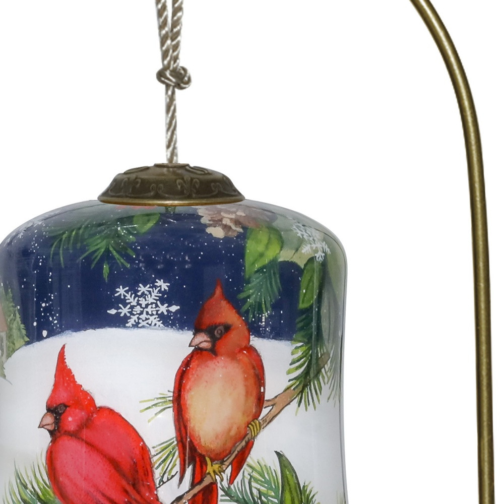 Picture of HomeRoots 477537 Dual Cardinals Hand Painted Mouth Blown Glass Ornament, Multi Color
