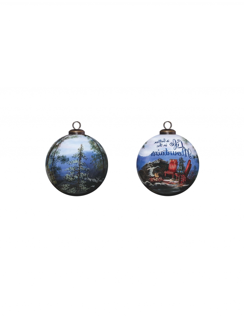 Picture of HomeRoots 477538 Scenic Life Is Better in the Mountains Hand Painted Mouth Blown Glass Ornament, Multi Color