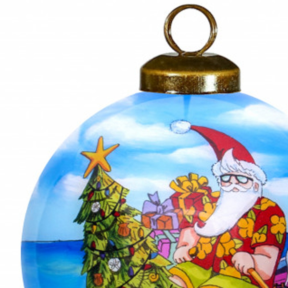 Picture of HomeRoots 477544 Rowing Santa Express Hand Painted Mouth Blown Glass Ornament, Multi Color