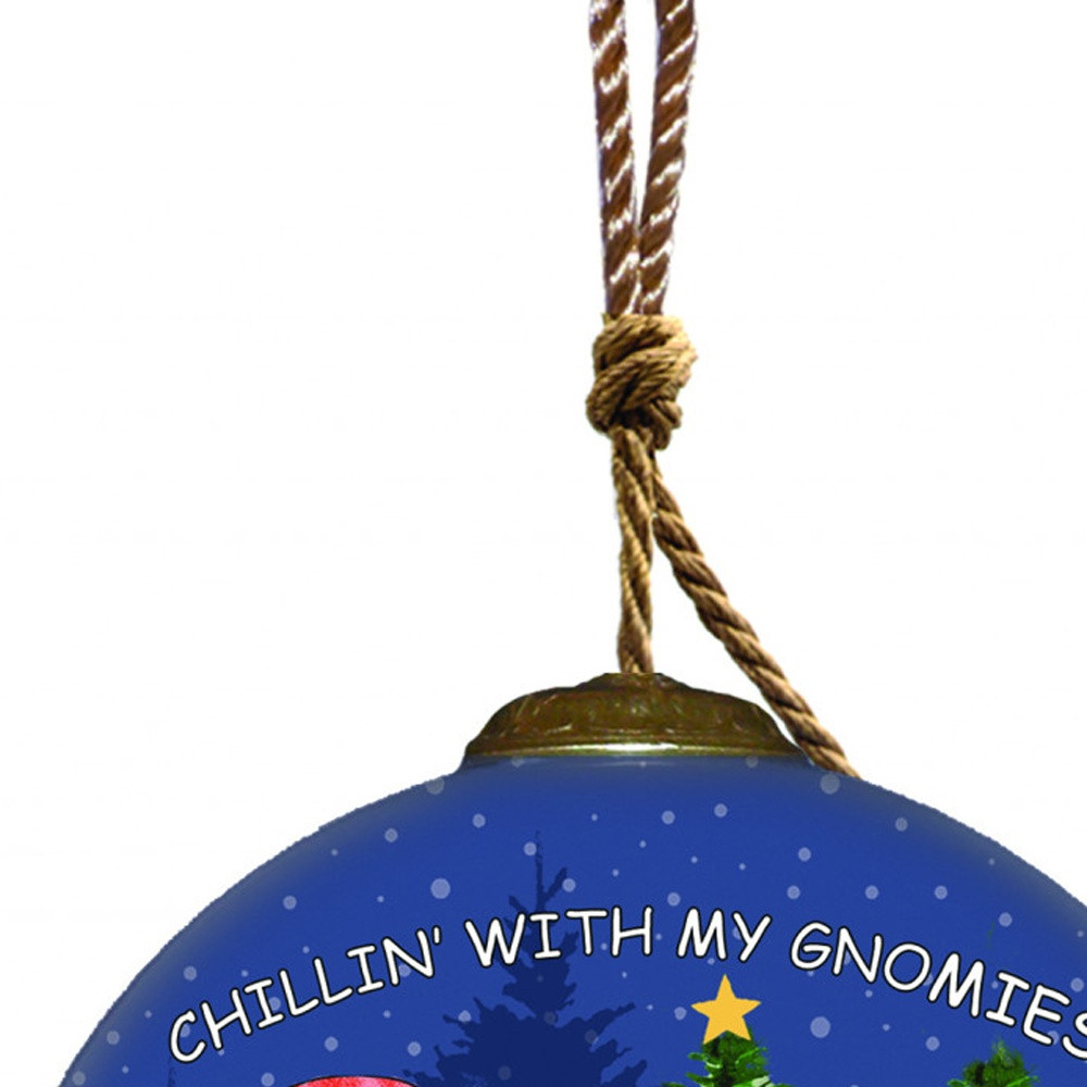 Picture of HomeRoots 477548 Casual Gnomes in Christmas Mode Hand Painted Mouth Blown Glass Ornament, Multi Color