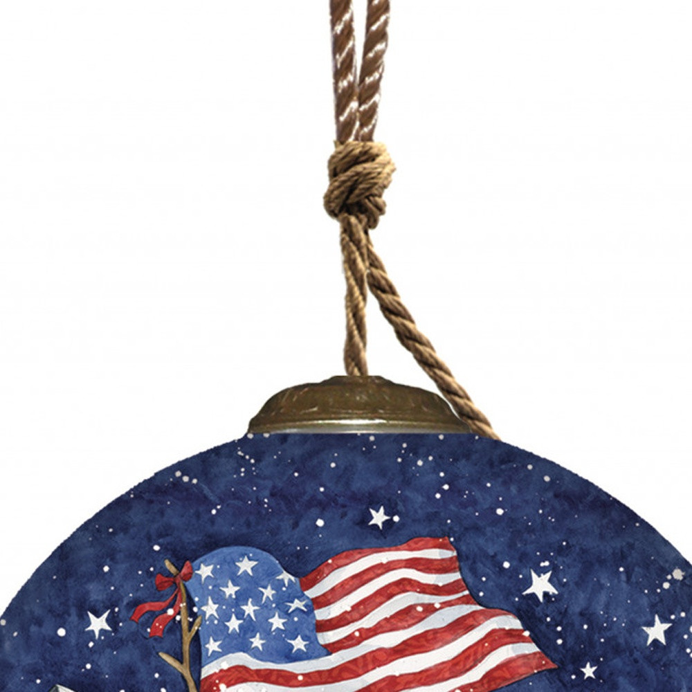 Picture of HomeRoots 477549 Three Snowman & An American Flag Hand Painted Mouth Blown Glass Ornament&#44; Multi Color