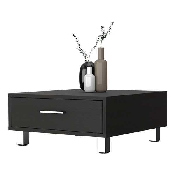 478394 24 in. Wengue Manufactured Wood Rectangular Coffee Table, Black