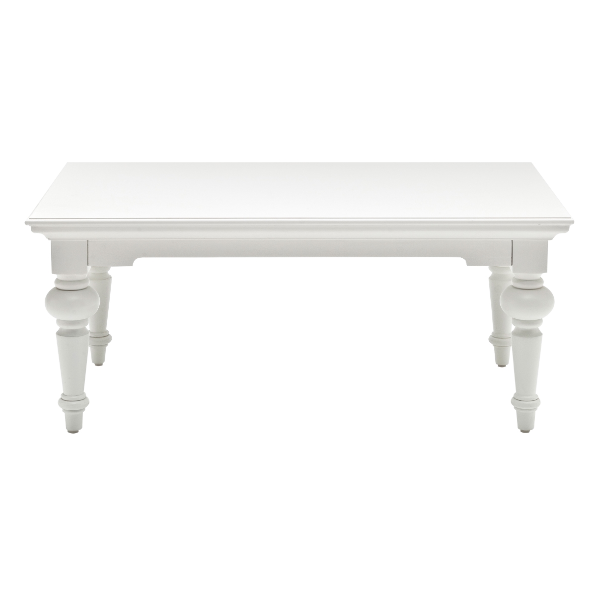 Rectangular Coffee Table - Classic White - 47 in. - Solid Wood & MDF - Modern Design