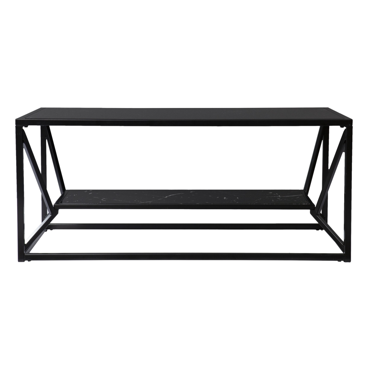 42 in. Glass & Metal Rectangular Coffee Table, Black
