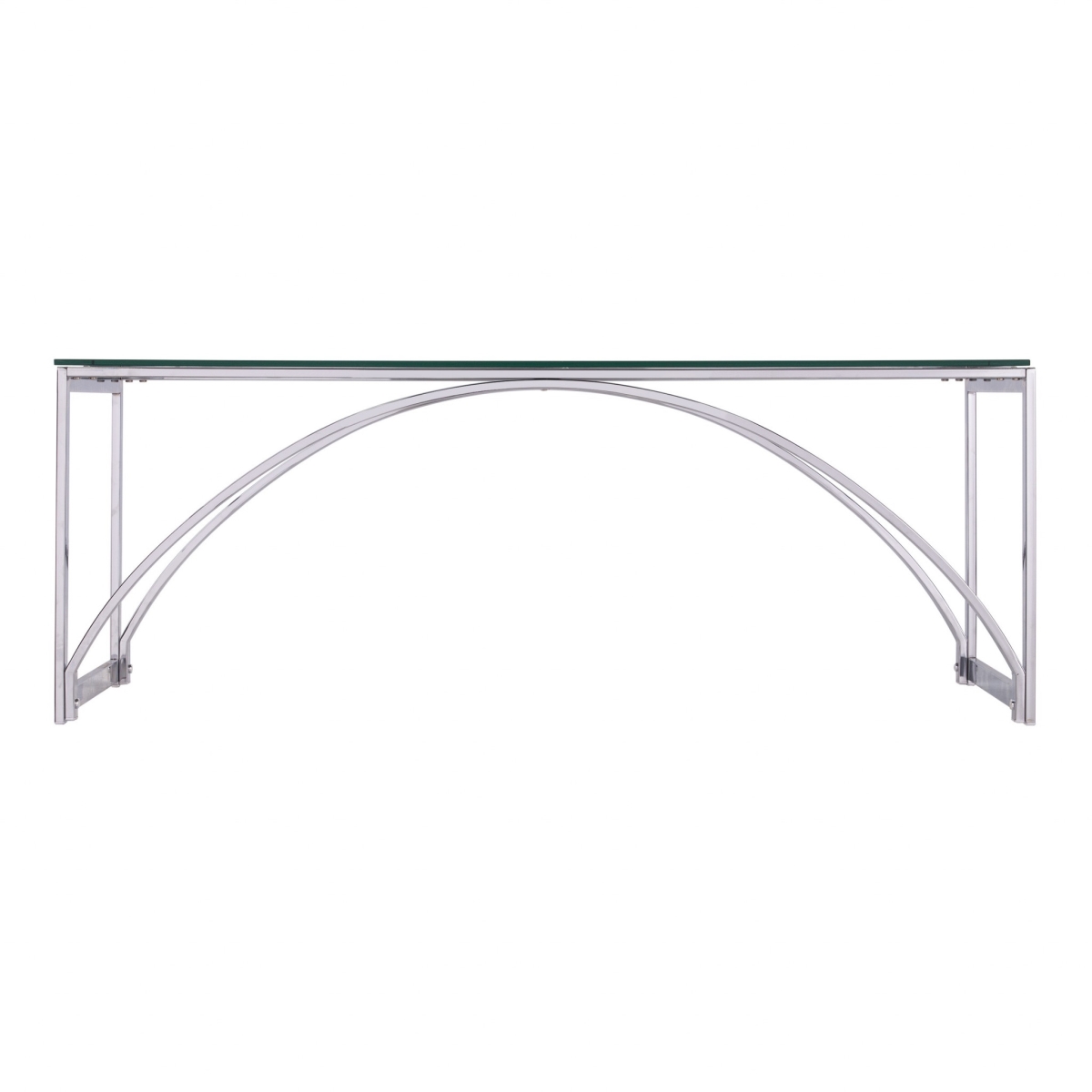 402130 48 in. Glass & Metal Rectangular Coffee Table, Chrome