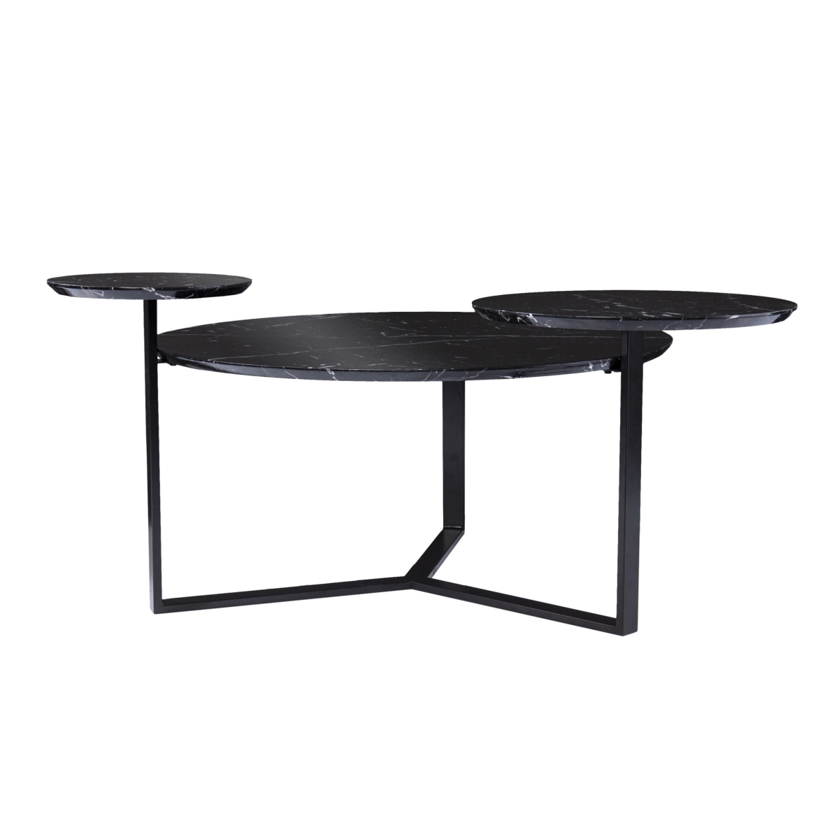 402144 43 in. Solid Manufactured Wood & Metal Free Form Coffee Table, Black