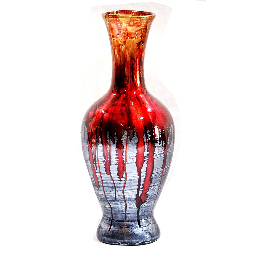 294545 Mary 18 In. Foiled & Lacquered Ceramic Vase Lacquered