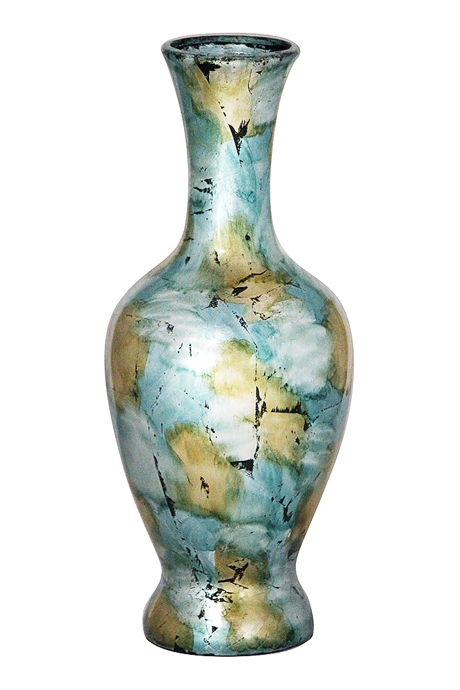 294547 Mary 18 In. Foiled & Lacquered Ceramic Vase Lacquered