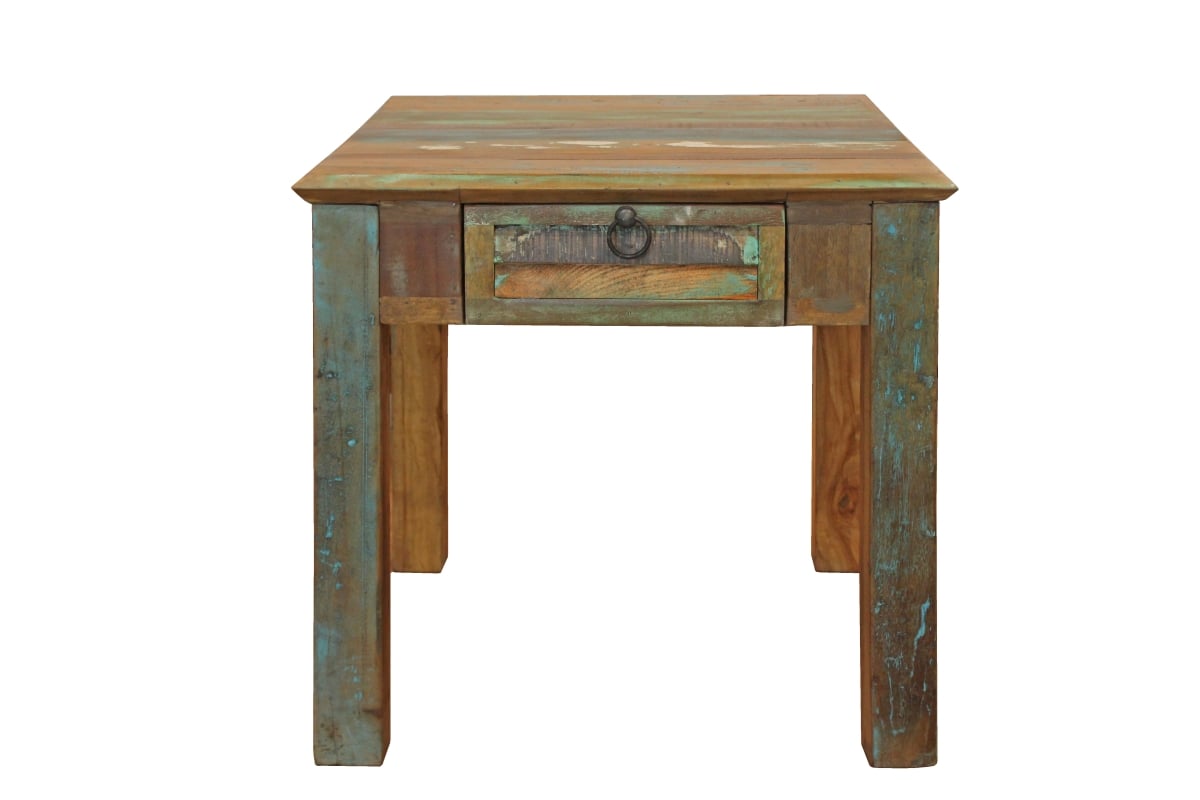 24 in. Solid Wood Square End Table with Drawer, Brown