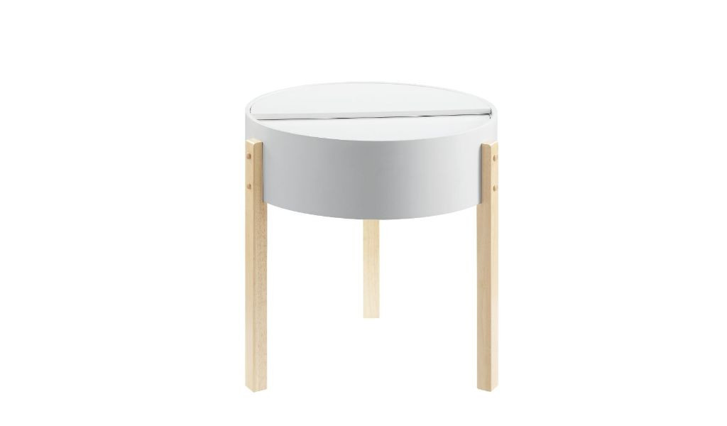 486363 21 x 20 x 20 in. Natural Brown & White Manufactured Wood & Solid Wood Round End Table