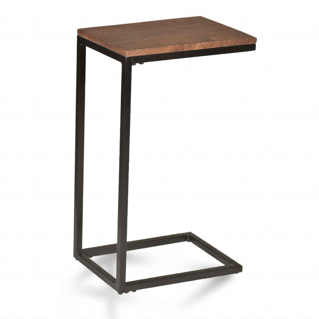 25.3 x 10 x 16 in. Black & Chestnut Solid Wood Rectangular End Table