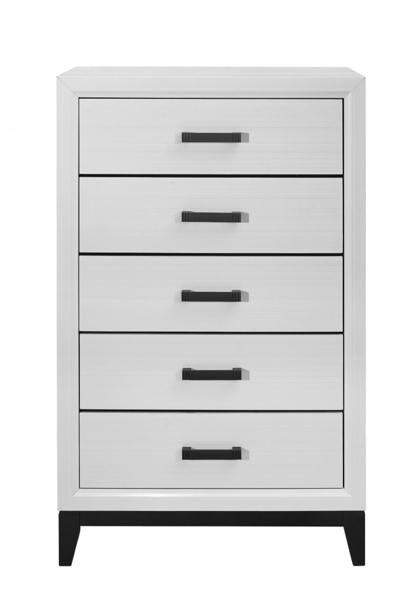 478638 31 in. Solid Wood Five Drawer Standard Chest, White