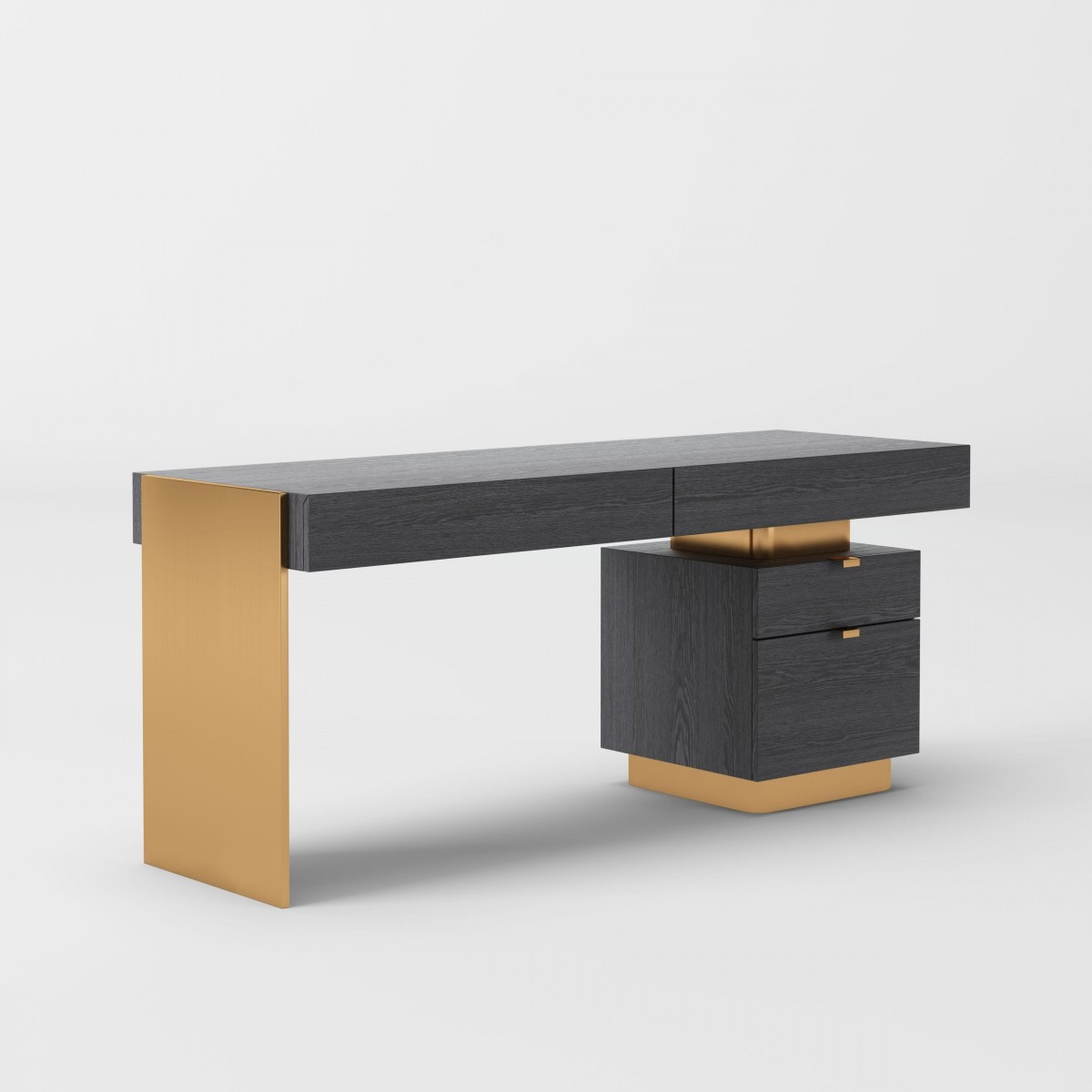 30 x 63 x 28 in. Gray Elm Manufactured Wood Rectangular Writing Desk with Four Drawers