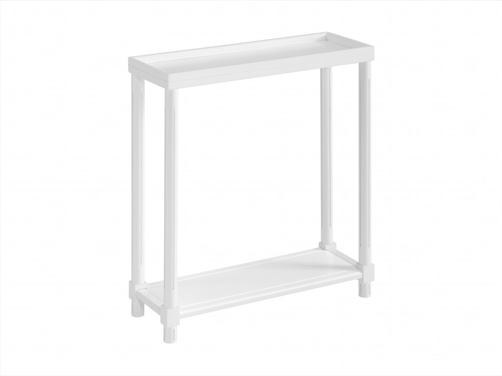 515519 24 x 22 x 8 in. White Narrow Wood End Table with Shelf - Set of 2