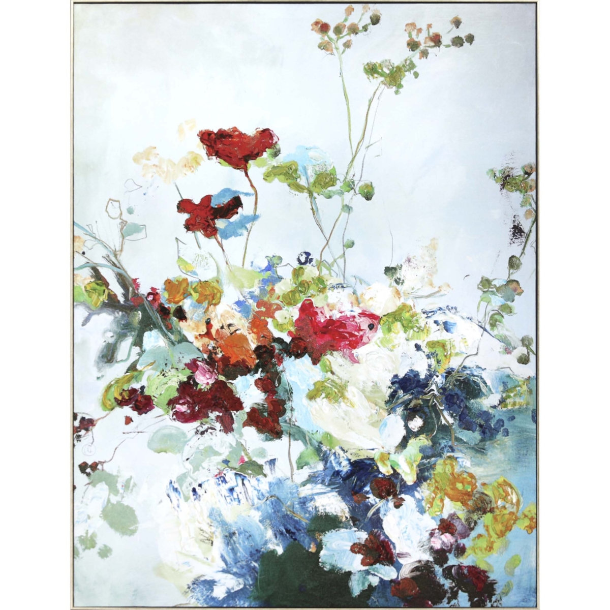 416816 49 x 37 x 3 in. Abstract Floral Framed Art Gold Picture Frame Print Wall Art