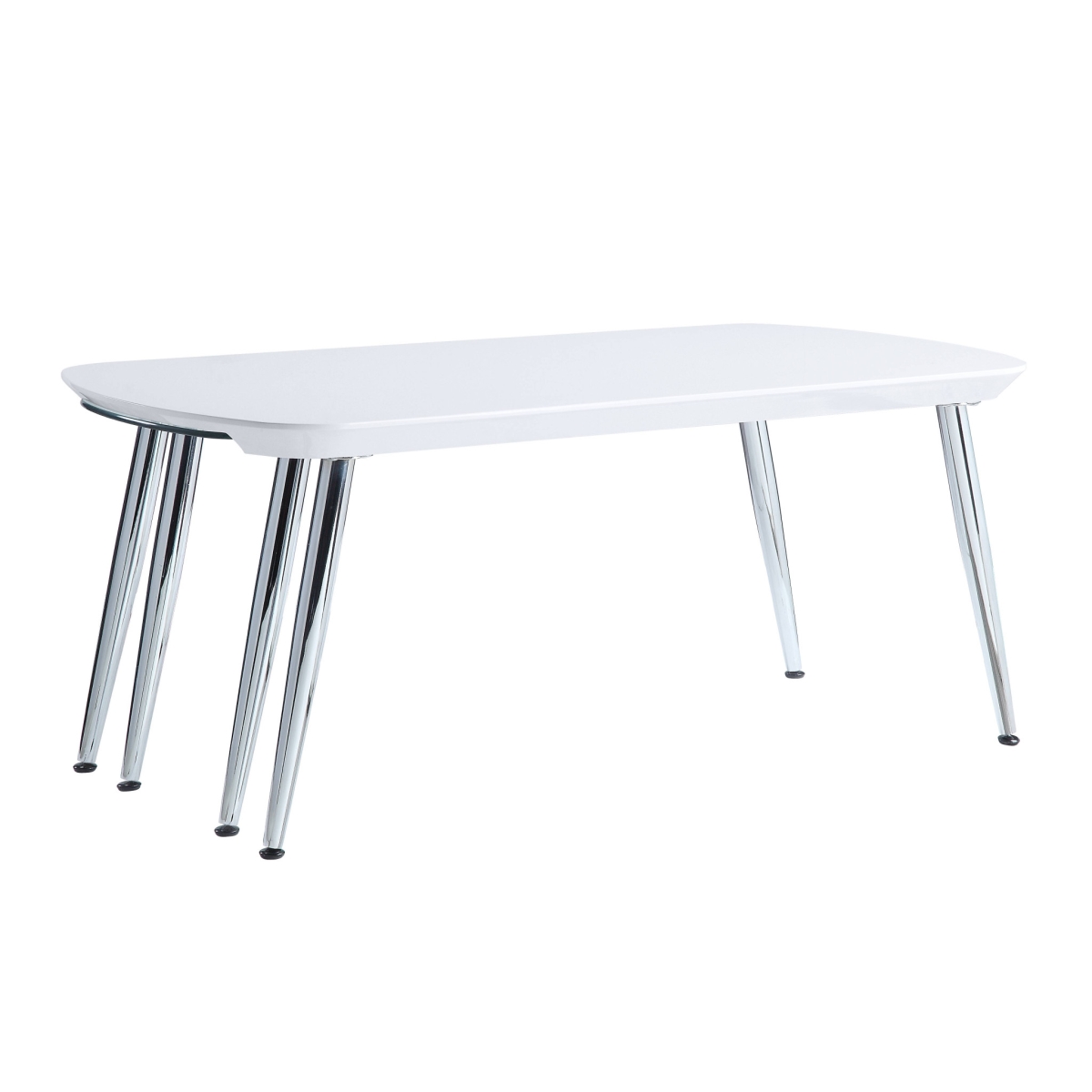 18 x 28 x 24 in. Chrome & White Glass Manufactured Wood & Metal Free Form Coffee Table