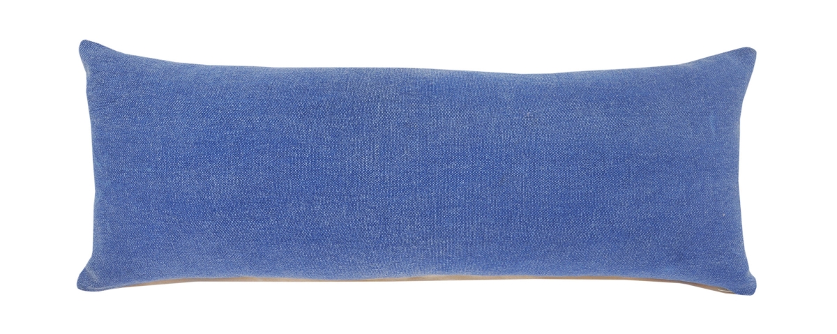 517394 14 x 14 x 36 in. Blue Solid Color Zippered 100 Percent Cotton Throw Pillow - Set of 2