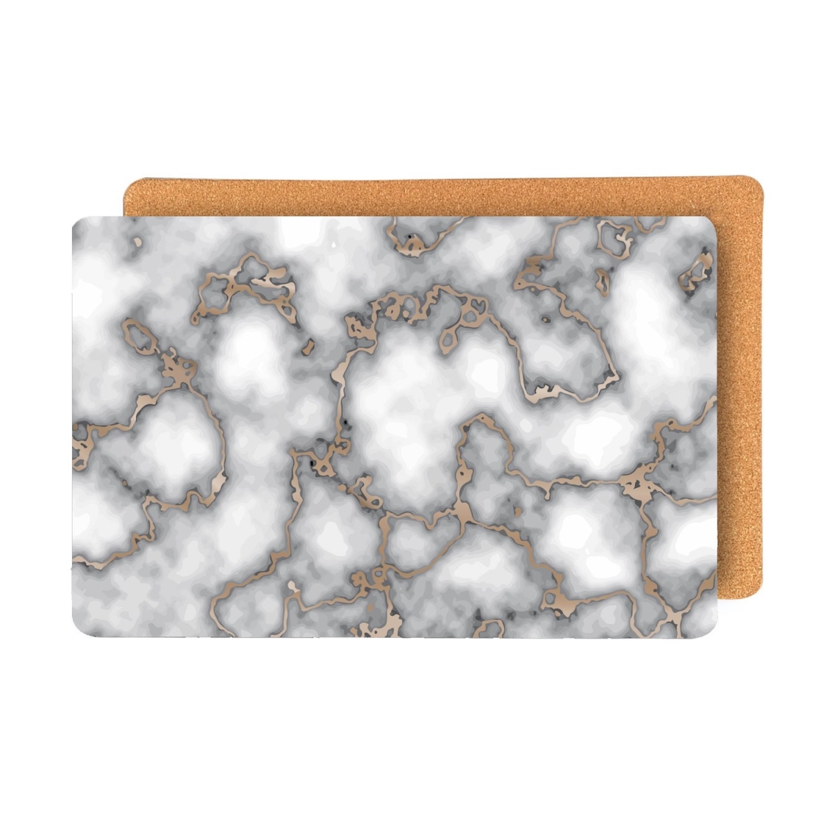 Picture of HomeRoots 483730 Gray & Gold Abstract Cork Rectangular Indoor & Outdoor Placemats - Set of 2