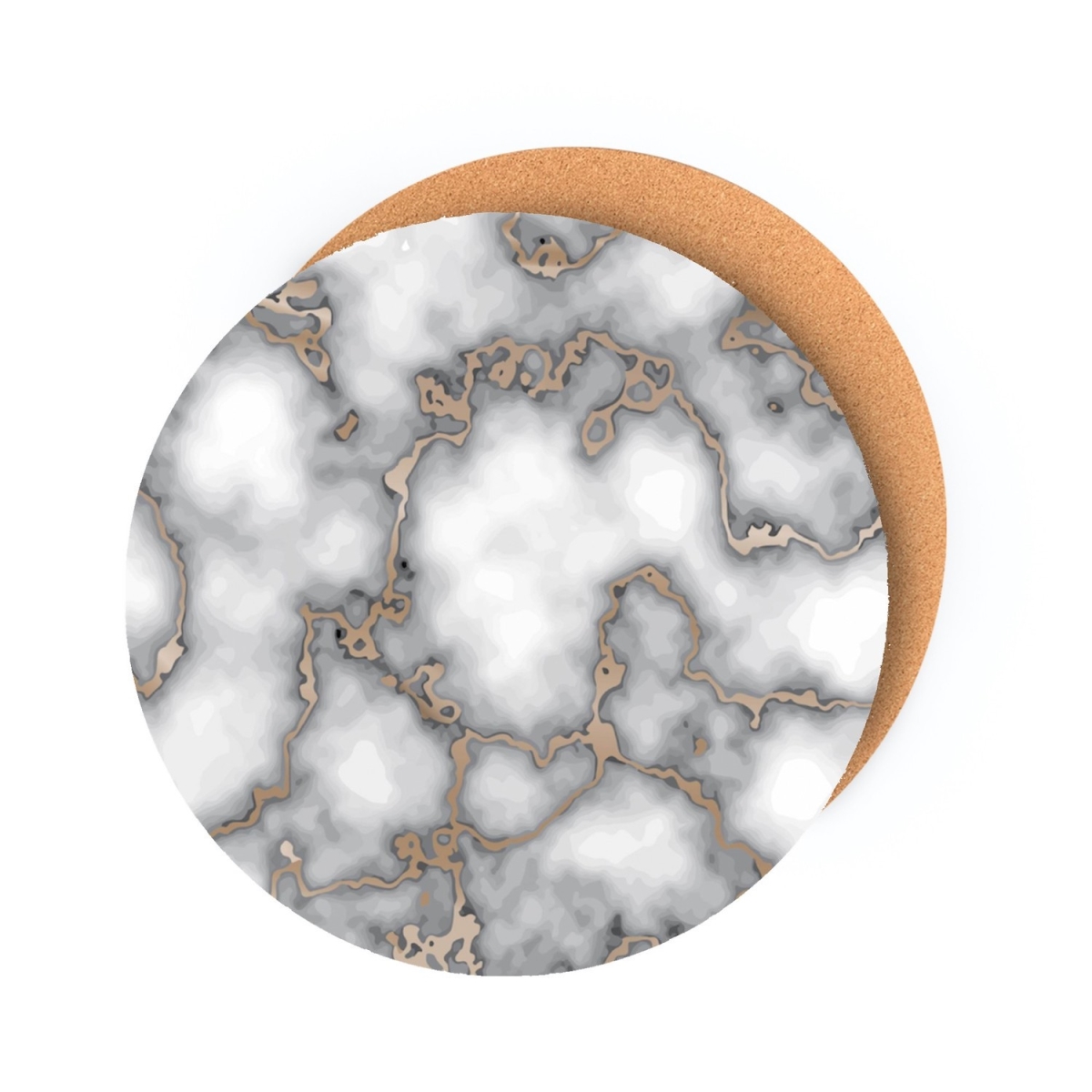 Picture of HomeRoots 483731 Gray & Gold Abstract Cork Round Indoor & Outdoor Placemats - Set of 2
