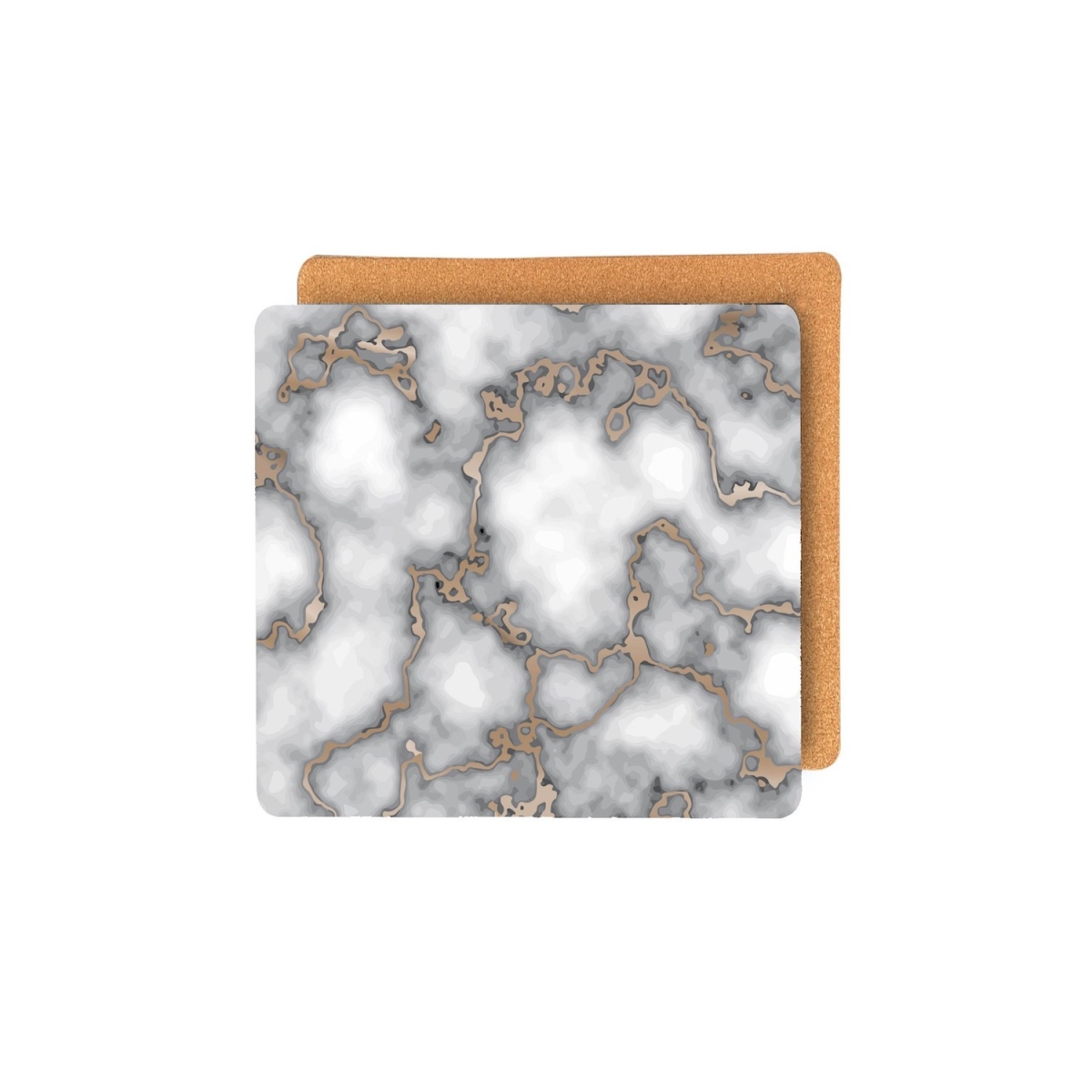 Picture of HomeRoots 483732 Gray & Gold Abstract Cork Square Indoor & Outdoor Placemats - Set of 2