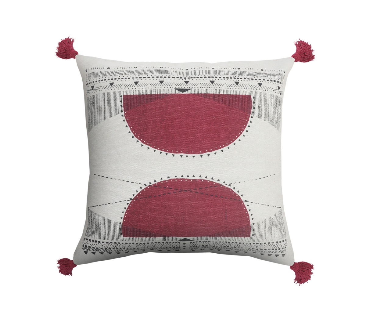 517187 4 x 20 x 20 in. White Geometric Zippered 100 Percent Cotton Throw Pillow - Set of 2