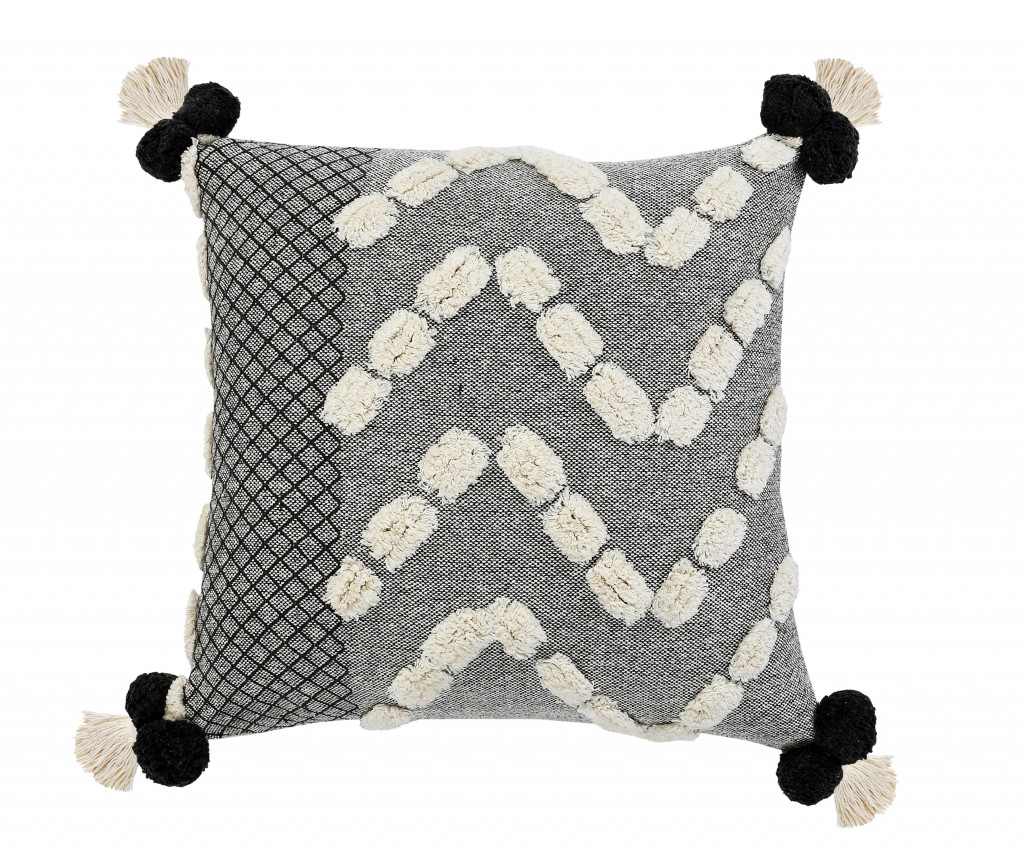 517238 4 x 20 x 20 in. Gray Geometric Zippered 100 Percent Cotton Throw Pillow - Set of 2