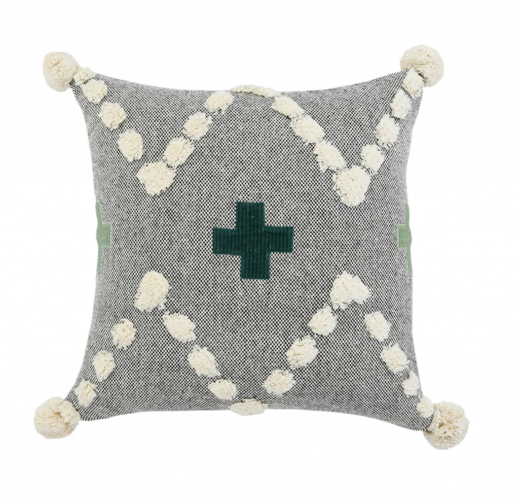 517240 4 x 20 x 20 in. Gray Geometric Zippered 100 Percent Cotton Throw Pillow - Set of 2