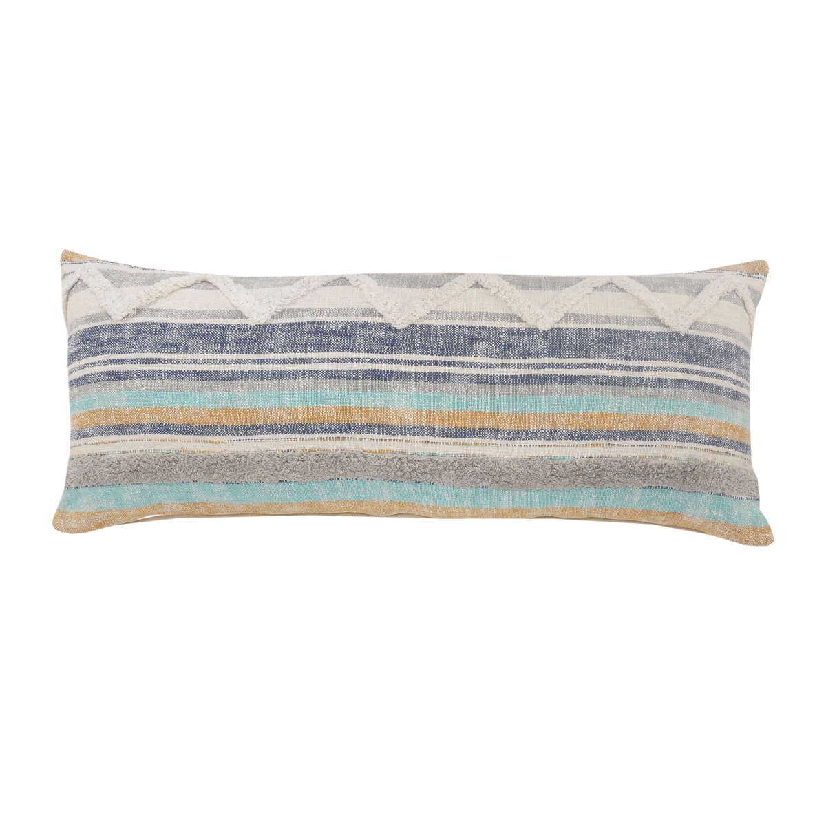14 x 14 x 36 in. Multi Color Striped Zippered 100 Percent Cotton Throw Pillow - Set of 2